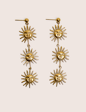 Triple Sun Drop Earrings in Gold