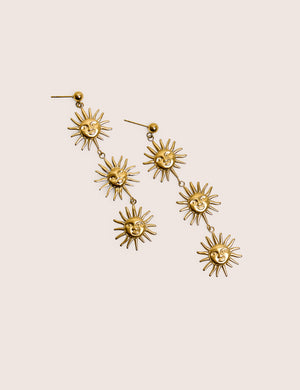 Triple Sun Drop Earrings in Gold