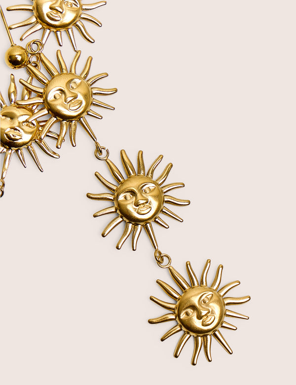 Triple Sun Drop Earrings in Gold