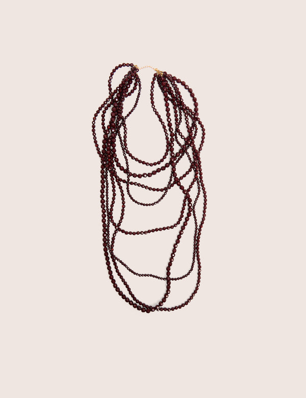 Multi Layered Beaded Necklace in Brown