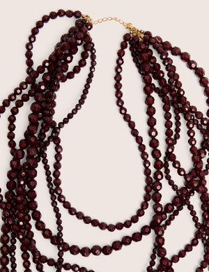 Multi Layered Beaded Necklace in Brown