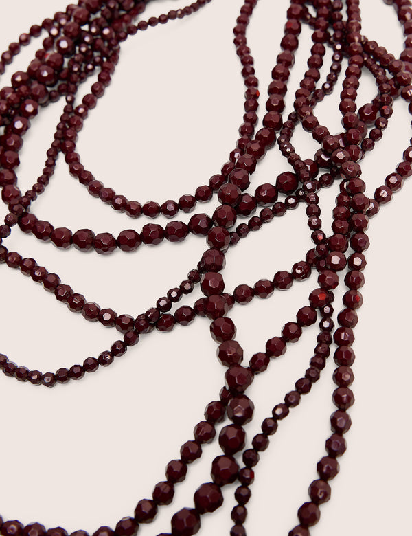 Multi Layered Beaded Necklace in Brown