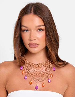 Chainmail Necklace With Beads in Gold