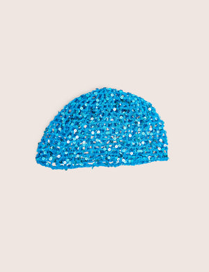 Crochet Sequin Head Piece in Blue