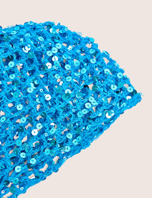 Crochet Sequin Head Piece in Blue