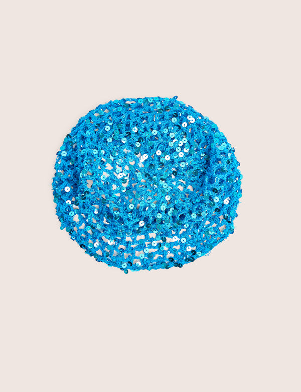 Crochet Sequin Head Piece in Blue