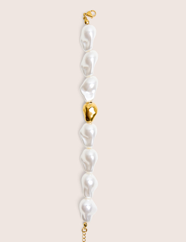 Gold Plated Adjustable Pearl Bracelet