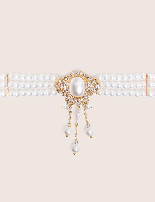 Pearl Choker With Diamante Detail