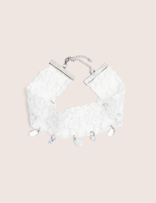 Lace Choker With Embellished Detail