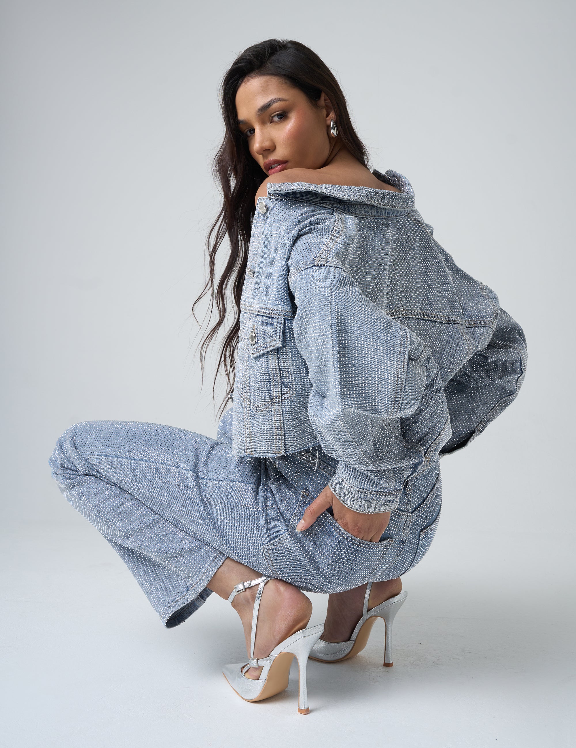 LifeShe Dames Parels Denim Jacket Cropped Strass Jean Jacket Jas, Kleur: wit., M LifeShe Dames Parels Denim Jacket Cropped Strass Jean Jacket Jas, Kleur: wit., M