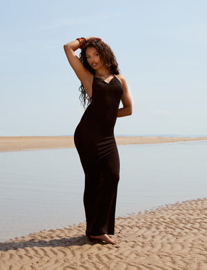 Low Open Back Maxi Dress Black