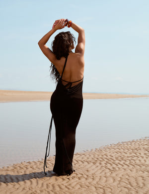 Low Open Back Maxi Dress Black