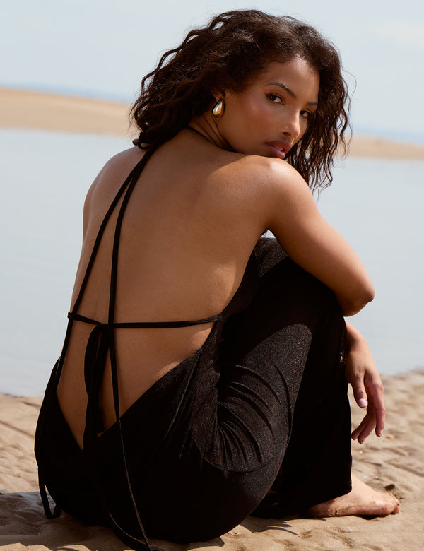Low Open Back Maxi Dress Black