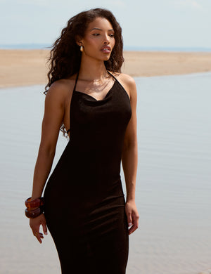 Low Open Back Maxi Dress Black