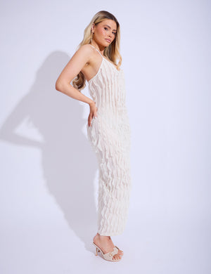 Ruffle Detail Halter Neck Maxi Dress Cream | Public Desire Ruffle Detail Halter Neck Maxi Dress Cream | Public Desire
