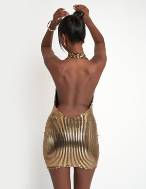 Cowl Neck Sequin Mini Dress Gold | Public Desire Cowl Neck Sequin Mini Dress Gold | Public Desire
