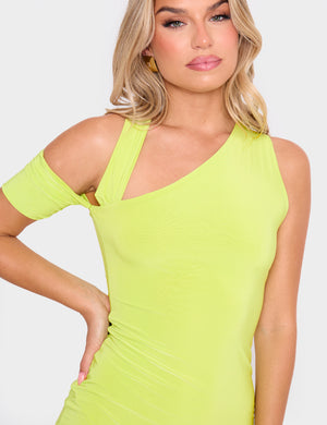 Slinky Cut Out Mini Dress Green