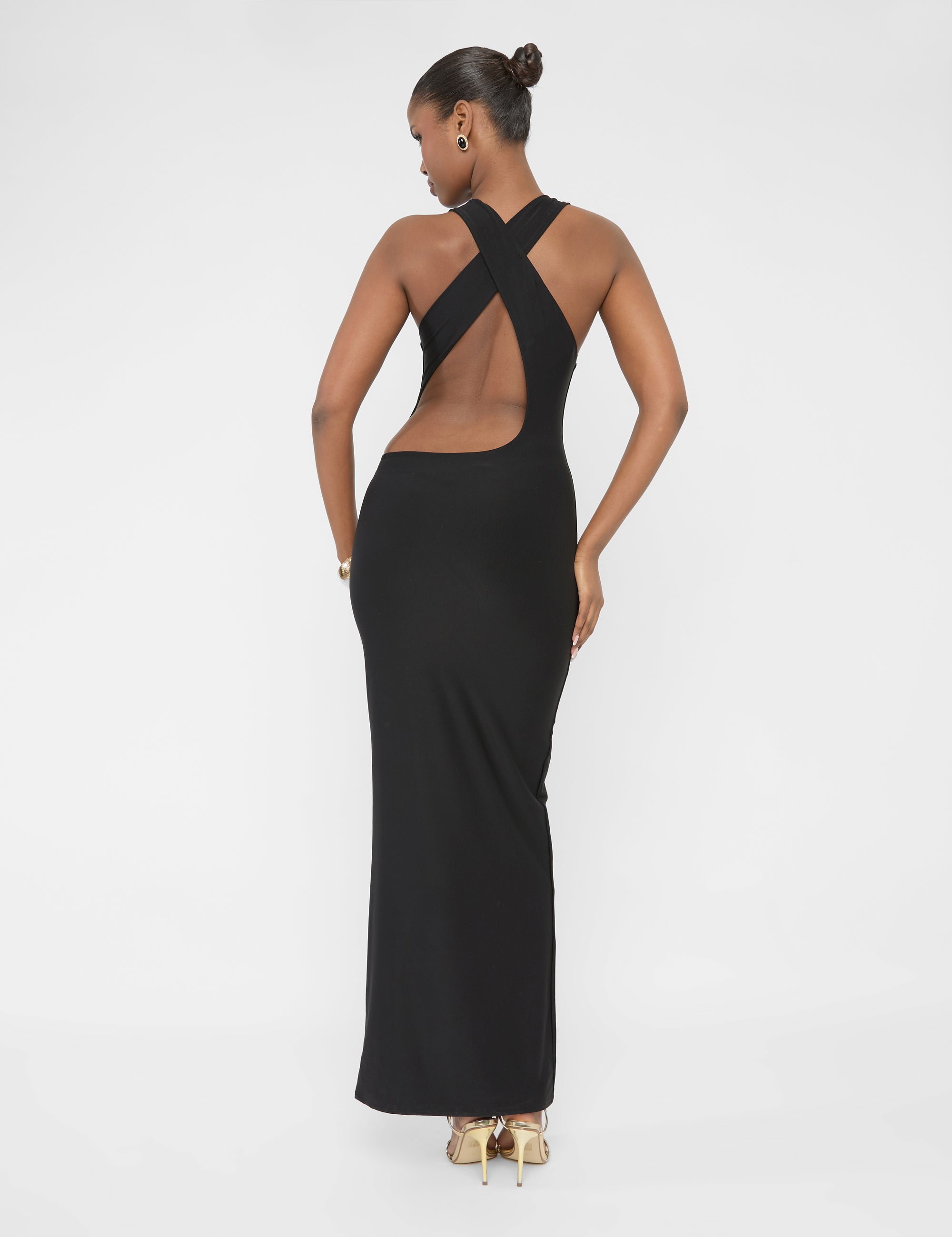Sleeveless Cross over Back Detail Maxi Dress Black | Public Desire Sleeveless Cross over Back Detail Maxi Dress Black | Public Desire