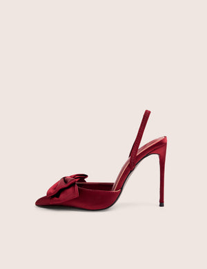 Pepper Burgundy Bow Detail Slingback High Heels