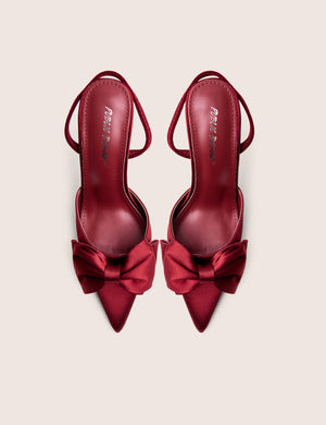 Pepper Burgundy Bow Detail Slingback High Heels