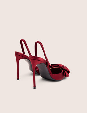 Pepper Burgundy Bow Detail Slingback High Heels