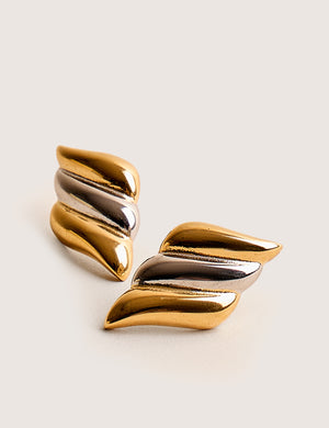 Mixed Metal Wings Earrings Gold & Silver
