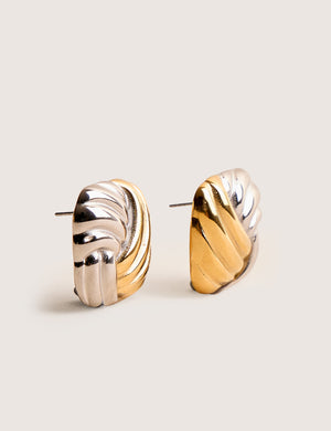 Mixed Metal Knot Detail Studs Gold & Silver