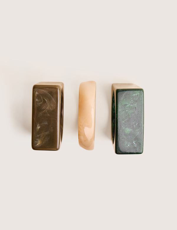 3 Pack Square Resin Bangle Set Multi