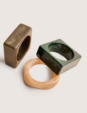 3 Pack Square Resin Bangle Set Multi