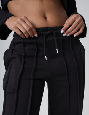 Seam Detail Cuffed Joggers Black