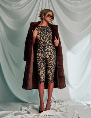 Backless Capri Pant Jumpsuit Leopard