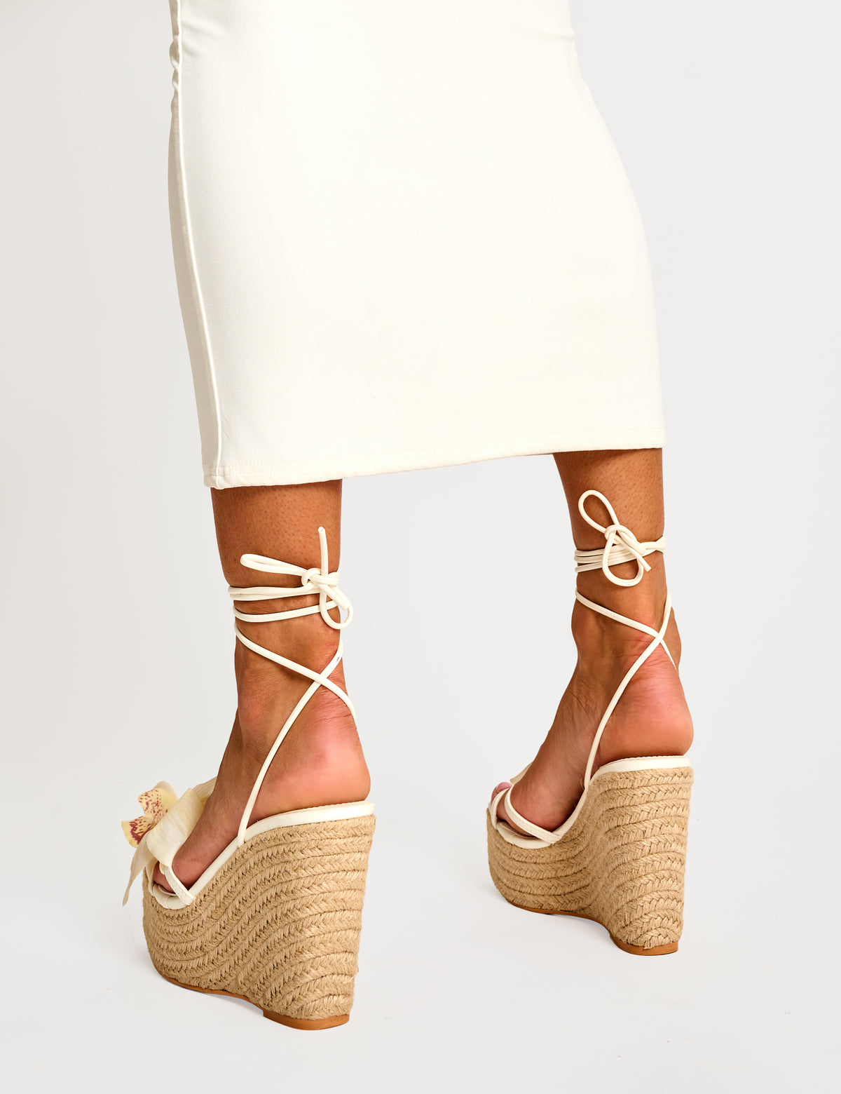 Pool Wedges Poolparty Cream 3-D Floral Lace Up Jute Wedges | Public Desire