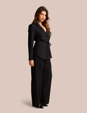 Tie Detail Single Breasted Blazer Black