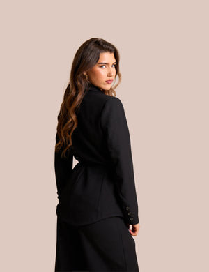 Tie Detail Single Breasted Blazer Black