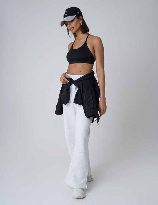 Split Hem Wide Leg Joggers Grey Marl