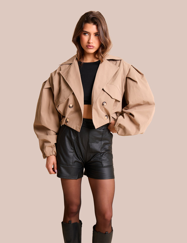 High Waist Faux Leather Mini Shorts Black