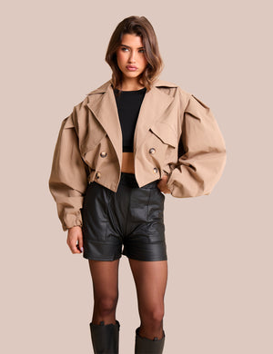 High Waist Faux Leather Mini Shorts Black