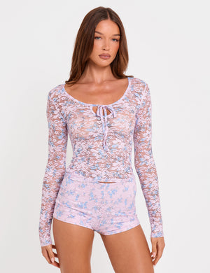 Floral Lace Hot Pant Micro Shorts Pink