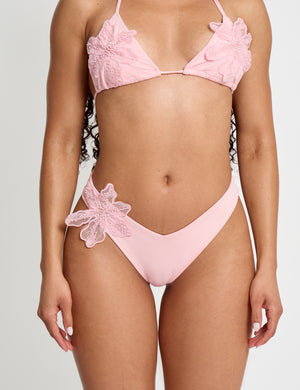 Bikini Top With Floral Corsage Pink