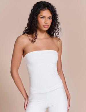 Bandeau Luxe Slinky Top White