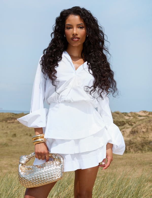 Long Sleeve Collared Shirt White