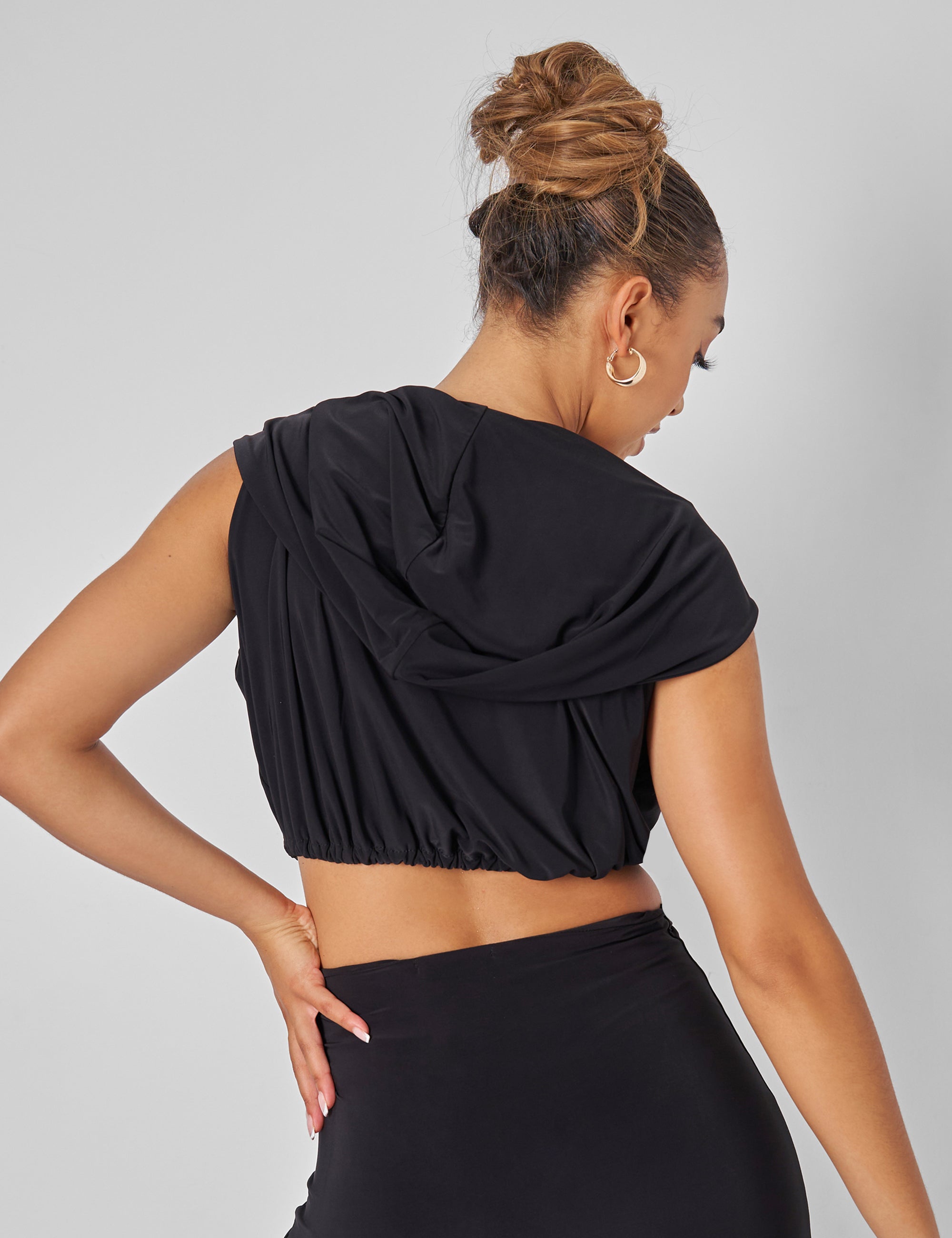 Sleeveless Wrap Front Top With Hood Black | Public Desire