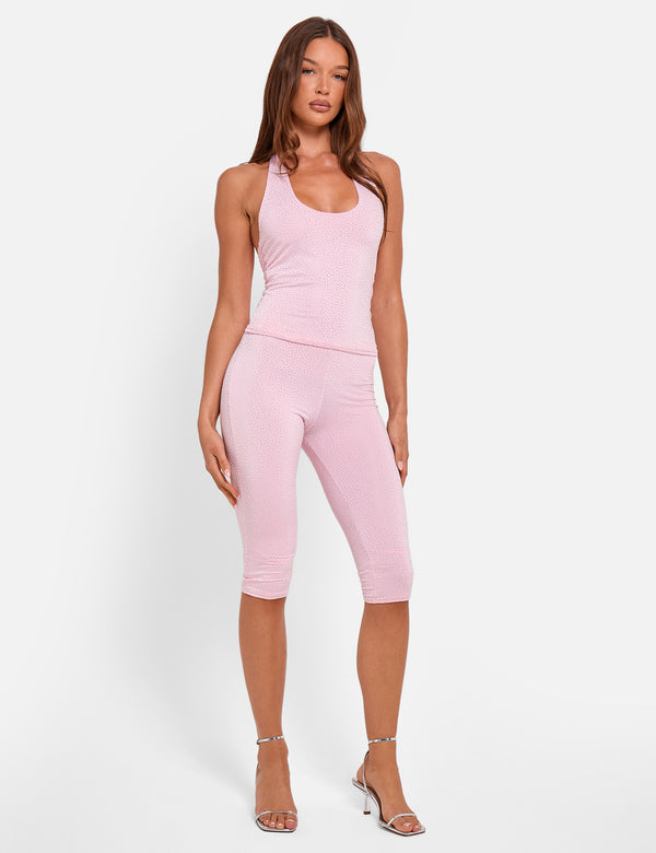 Hotfix Halterneck Luxe Slinky Top Pink