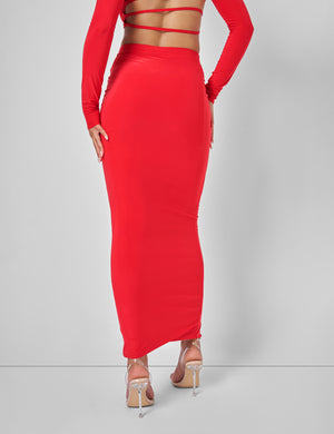 Public Desire Cut Out Maxi Skirt Co-ord in Red