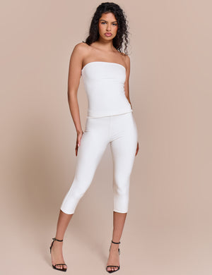 High Waist Luxe Slinky Capri Pants White