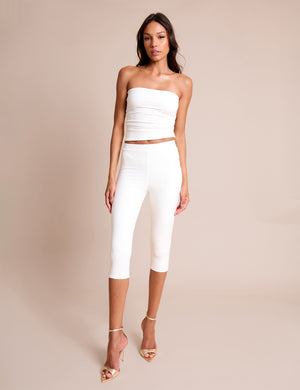High Waist Luxe Slinky Capri Pants White