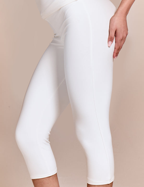 High Waist Luxe Slinky Capri Pants White
