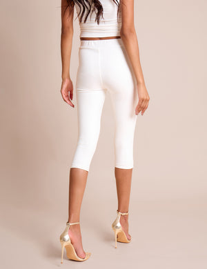 High Waist Luxe Slinky Capri Pants White