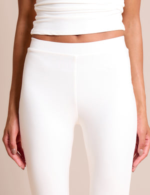 High Waist Luxe Slinky Capri Pants White