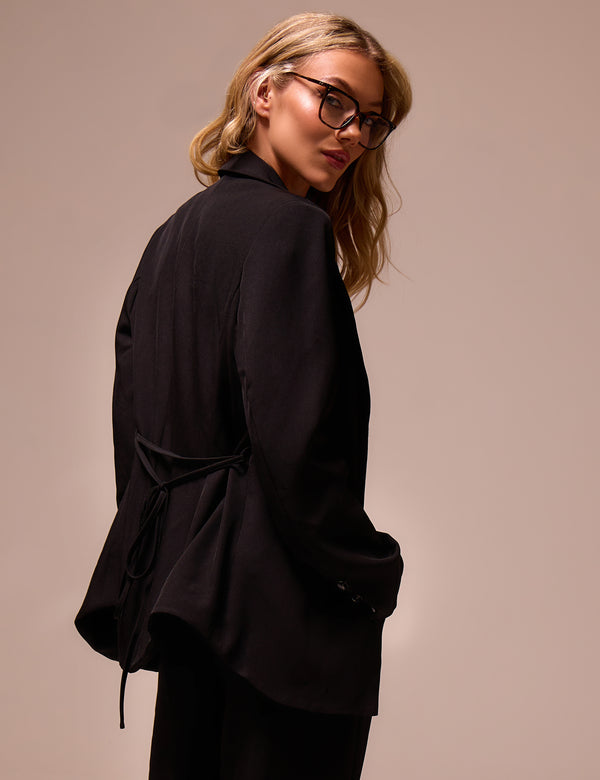 High Waist Tailored Wide Leg Trouser Black